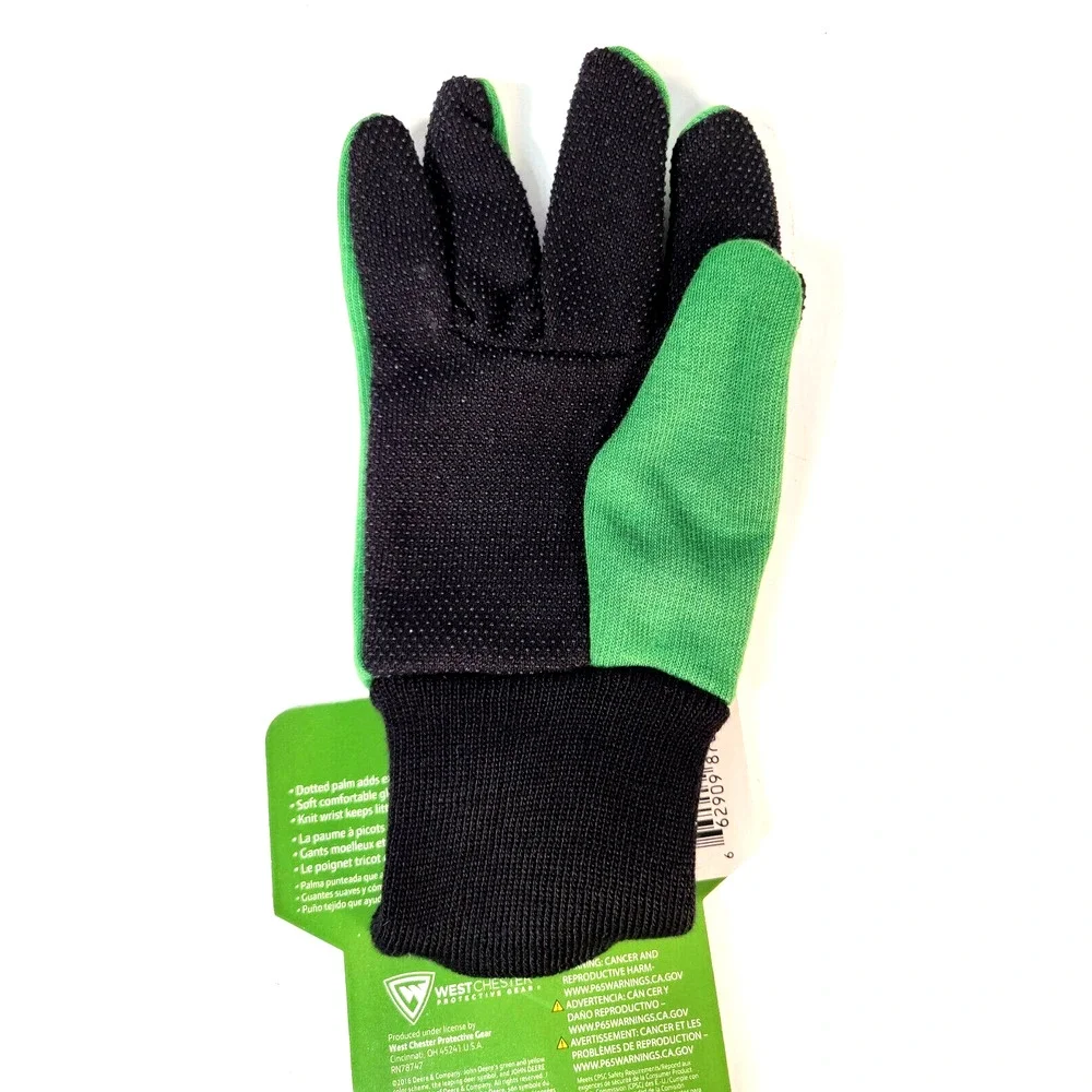 3 Pair John Deere Light Duty Cotton Grip Youth Chore Gardening Gloves Dot Palm